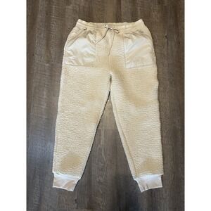 NWT Aerie Offline Cream‎ Ivory Sherpa Teddy Bear Sweatpants L Large